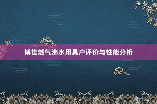 博世燃气沸水用具户评价与性能分析